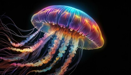 Jellyfish on a black background