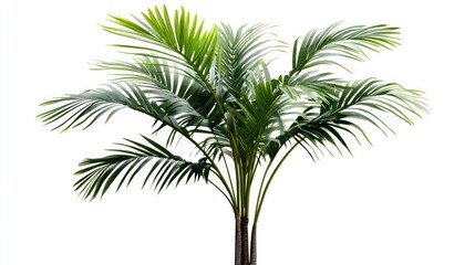 Fototapeta premium Lush green palm tree against white background, ideal for design