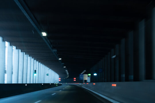 Fototapeta Empty tunnel road.