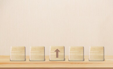 Hand select arrow icon and SKILL words on cubes.