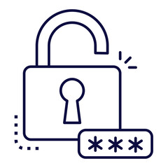 Unauthorized Access Icon, Password Hacking and Security Breach Symbol