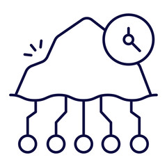 Deep Network Intrusion Icon, Data Mining and Cyber Espionage Symbol