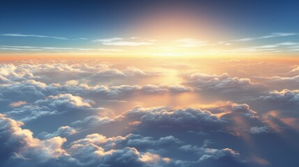 Fototapeta premium Majestic Sunlight Illuminating Clouds at Dawn with Vibrant Sky Colors and Tranquil Atmosphere Perfect for Inspirational Backgrounds
