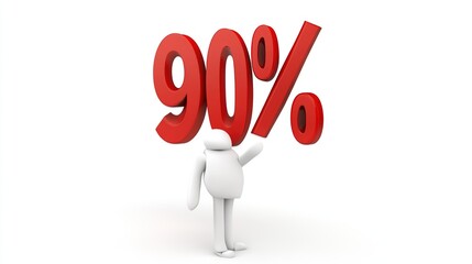 3D Figure "90%" Isolated on White Background: A Versatile Design Element for Visual Communication