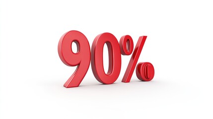3D Figure "90%" Isolated on White Background: A Versatile Design Element for Visual Communication
