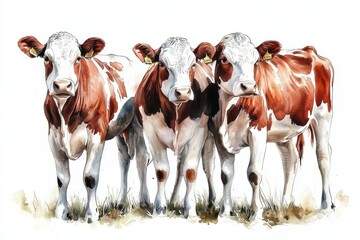 Artistic representation of a cow in watercolor technique.