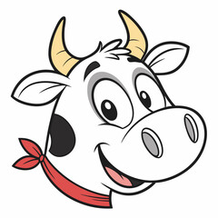 Cartoon cow icon with white background