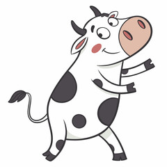 Cartoon cow icon with white background