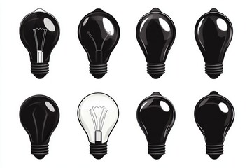 Inspiring Lightbulb Collection: A Set of Black and White Light Bulbs for a Modern Design