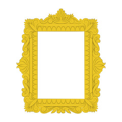 Rectangular vintage frame for mirrors and paintings. Baroque ornamented baguette for royal interior. Old antique things. Vector illustration isolated on transparent background.