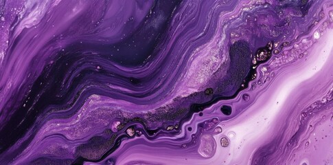 Purple Marble Flows with Glitter and Swirls, a Dreamy Background Texture.
