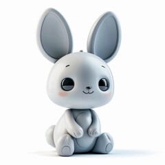 Obraz premium Cute Cartoon Bunny Character Sitting with Big Ears and Smiling Face