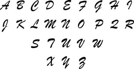 Set of complete Scrabble capital letters English alphabet icons in trendy black flat styles. Education signs pictogram vectors illustration isolated on transparent background.