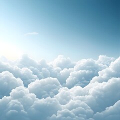 Aerial View of Fluffy White Clouds in a Blue Sky