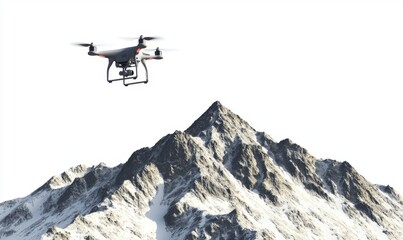 Aerial View of Drone Flying Over Majestic Snow-Capped Mountain Range Against Clear Sky