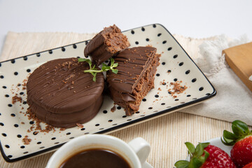 Chocolate alfajores stuffed biscuits argentinian peruvian sweet dessert food