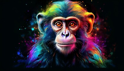 Monkey on a black background