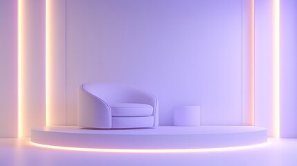 Minimalist chair, purple room, display, product