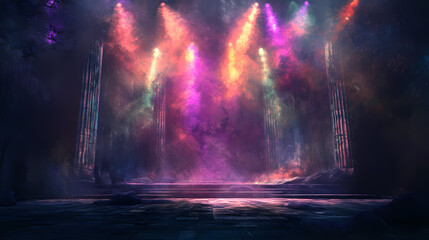 Stage Smoke Under Vibrant Lights