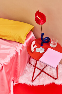 Bedside table with sex toy