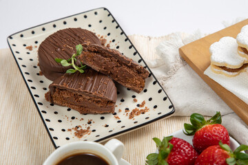 Chocolate alfajores stuffed biscuits argentinian peruvian sweet dessert food