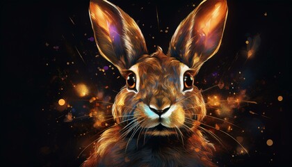 Rabbit on a black background