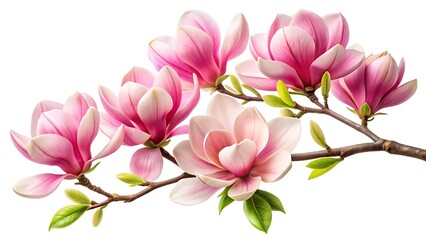 Obraz premium Pink Magnolia Flower Branch – Elegant and Delicate Floral Design for Spring and Botanical Projects
