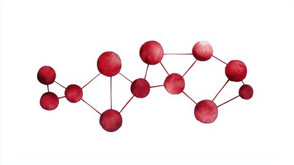Obraz premium Abstract Red Watercolor Network of Circles and Lines on White Background