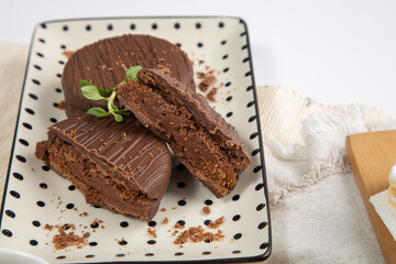 Chocolate alfajores stuffed biscuits argentinian peruvian sweet dessert food