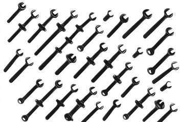 Naklejka premium Intricate Pattern of Black Wrenches - Industrial Design