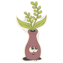 Retro Cartoon Sticker Isolated on White Background. Vector Character.