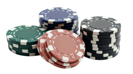 Stack of poker chips isolate on transparent background, PNG file