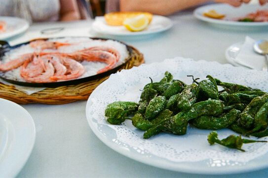 Prawns and padron peppers