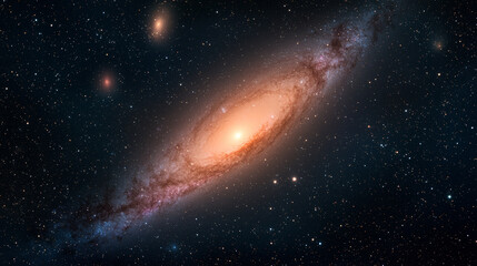Obraz premium stunning view of spiral galaxy surrounded by stars and distant celestial objects