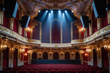 Obraz premium Stunning Classic Theatre Interior with Golden Accents and Spotlight Set for Ballet Performance