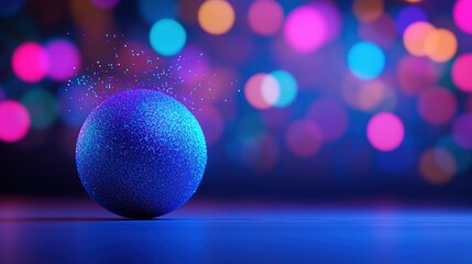Glittering Blue Orb in a Neon Dreamscape