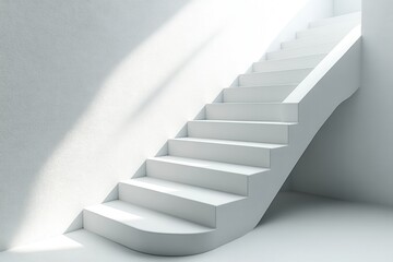 Obraz premium Minimalist White Staircase Design in Bright Modern Interior Architecture Concept
