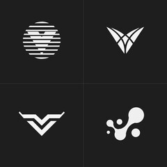 Set of V Letter Initial Logo Design