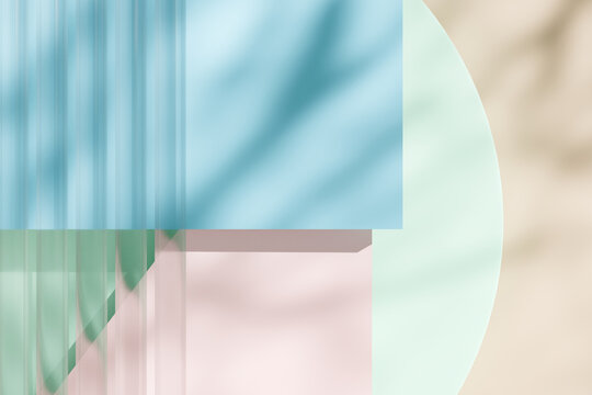 Abstract composition geometric shapes and pastel colors background