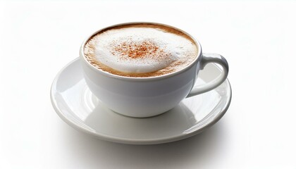 Obraz premium cup of cappuccino. Hot Cappuccino with milk foam in white cup isolated white background 