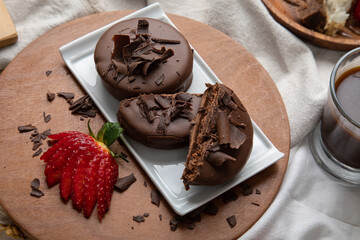 Chocolate alfajores stuffed biscuits argentinian peruvian sweet dessert food