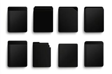 Sleek Black Folder Icons - Modern Digital Design