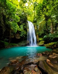 waterfall in a tropical jungle 