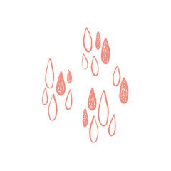 Set of hand drawn outline of drops. Silhouette. Doodle vector illustration, hand drawn.