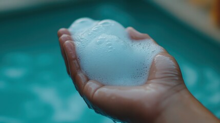 A Handful of Heavenly Foam Near Teal Water