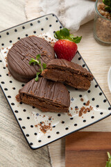 Chocolate alfajores stuffed biscuits argentinian peruvian sweet dessert food