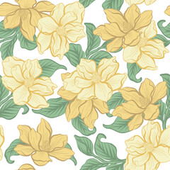 Magnolia flower seamless pattern digital paper