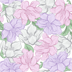 Magnolia flower pattern suitables for prints, fabrics,or subimation.