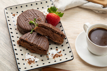 Chocolate alfajores stuffed biscuits argentinian peruvian sweet dessert food