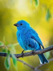 Naklejka premium Vibrant Blue Bird Perched on a Branch Showcasing Nature's Beauty